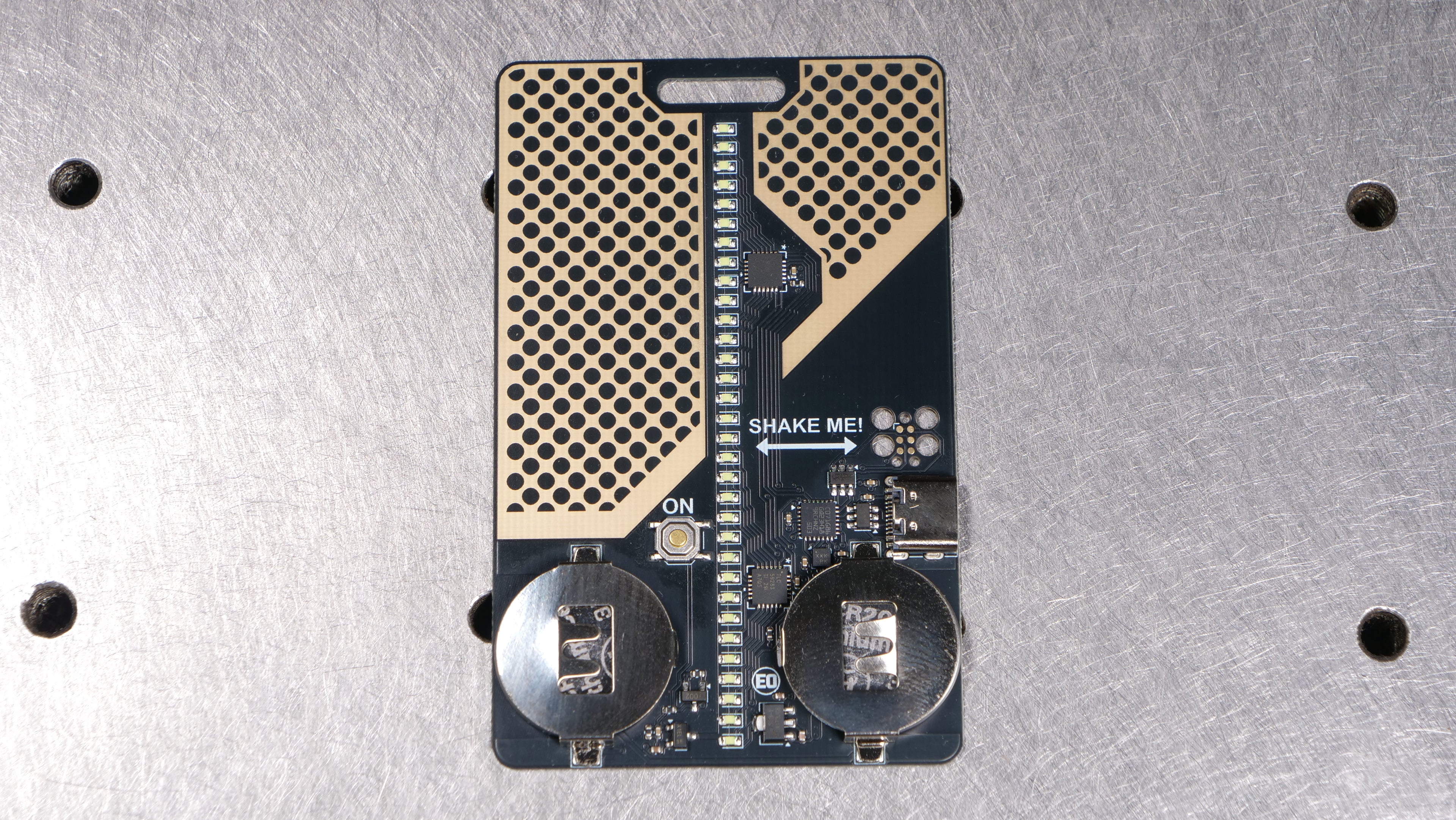 Light-up Shake Persistence-of-Vision PCB Badge - Development Edition PREORDER