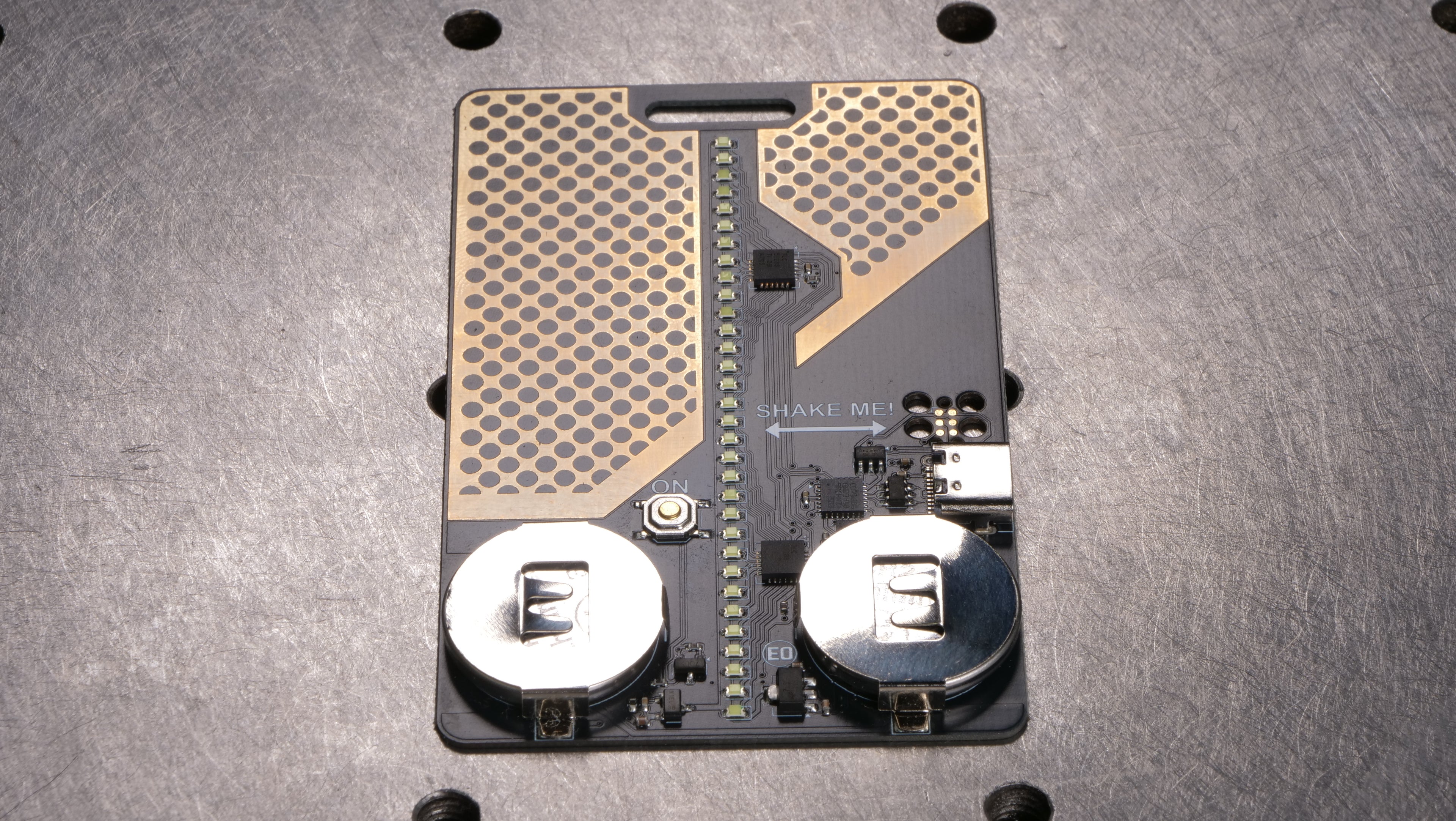 Light-up Shake Persistence-of-Vision PCB Badge - Development Edition PREORDER